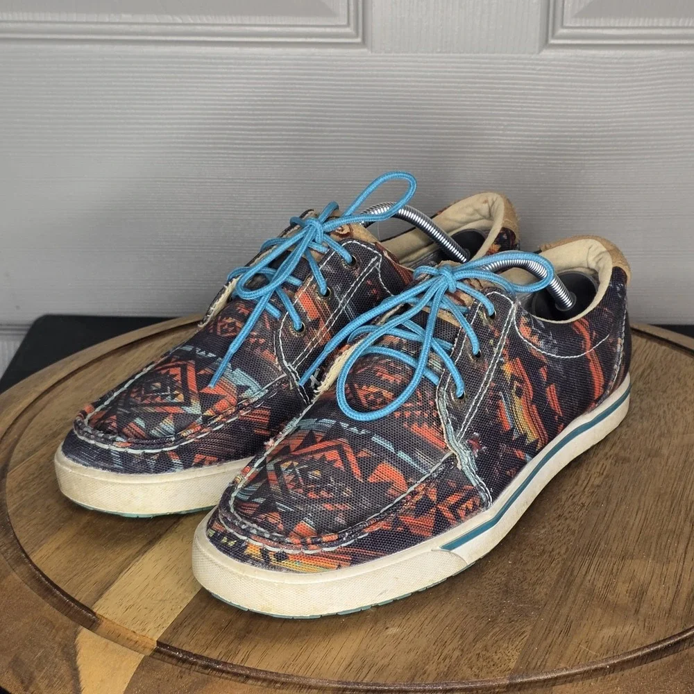 Twisted X Hooey Loper Lace Up‎ Sneakers Midnight Aztec WHYC019 Moc Toe 9 1/2 M